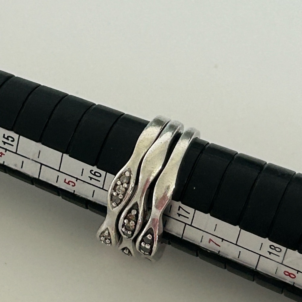 Sterling Silver Colored Diamond 3pc Stack Ring Se… - image 4